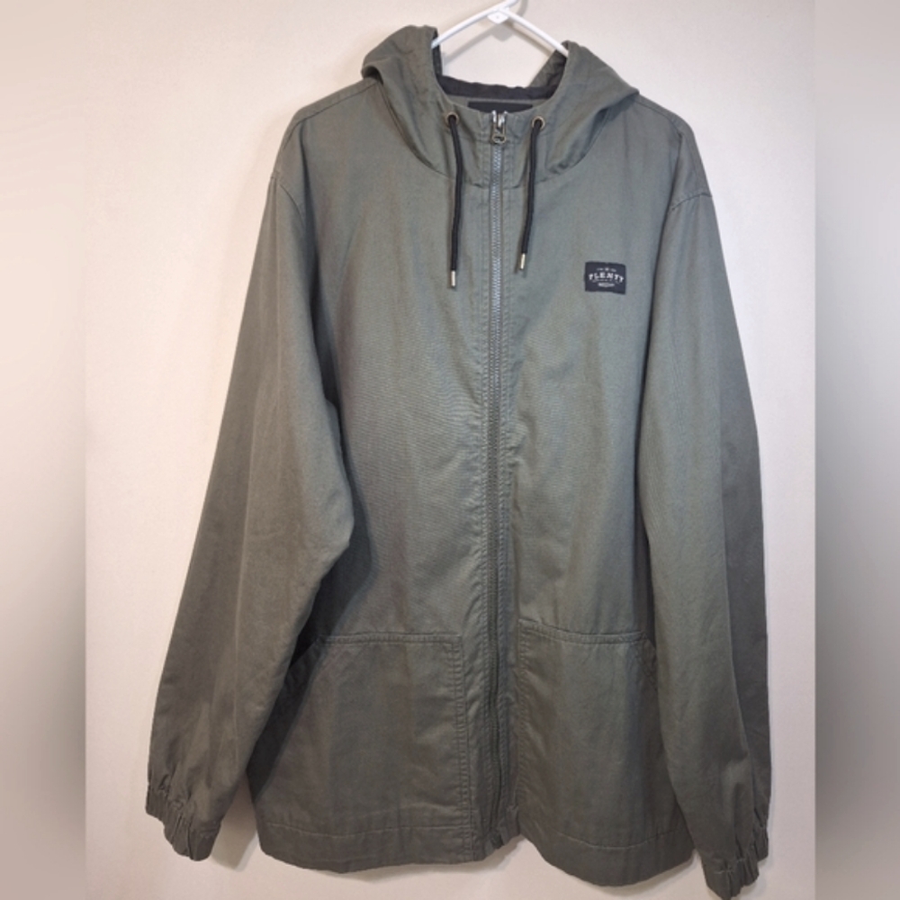 Plenty human wear XL green cotton Spring hooded jacket zip up